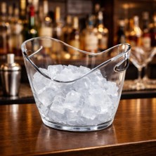 Biradlı Akrilik Şişe Kovası 8l 35X26X25 cm | Büyük Şeffaf Buz Kovası – Bar & Restoran