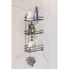 Dora Shopping Ömür Boyu Paslanmaz Yapışkanlı Düz Düzenleyici Şampuanlık Duş Rafı Kancalı Tş-03