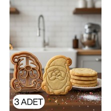 Ulu Pazarlama 3lü Bıyıklı Mini Noel Cücesi Kurabiye Kalıbı Şapkalı Gnome  Çift Parça Şeker Oyun Hamuru Kesici