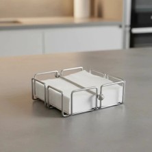 Biradlı Metal Kare Peçetelik 19X19X6,5 cm | Paslanmaz Çelik – Restoran & Kafe