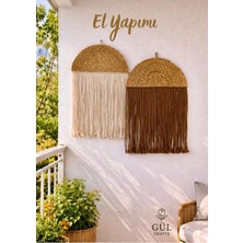 Bohem El Yapımı 2'li Set Hasır Duvar Dekoru - Makrome Püsküllü Jüt Duvar Panosu - 35X55 cm