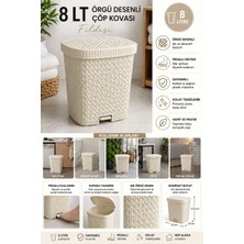 Şenfa Home 8 Lt Örgü Desenli Çöp Kovası (Fildişi Rengi)