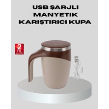 Renklime Manyetik Karıştırıcı Kupa USB Şarjlı Otomatik Karıştırma Çift Katmanlı