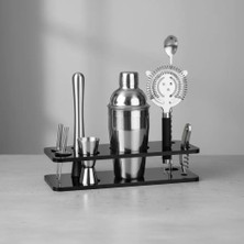 Biradlı Pleksi Bar Seti Standı Siyah | Profesyonel Bar Organizer – Bar & Kafe