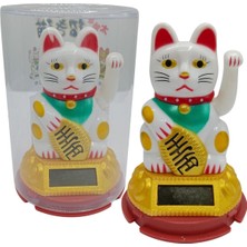 Dünyadan Hediyeler Maneki Neko El Sallayan Şans Kedisi Beyaz Solar Güneş Enerjili 6X10CM NO6GB