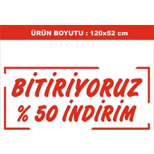 Mağaza Vitrini Için Bitiriyoruz %50 Indirim Yazısı 120X52 cm