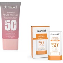 Dermokil Power Tone-Up 50+Spf Yüz Güneş Kremi&vitamine C Stick 50+Spf Güneş Koruyucu 2’li Set