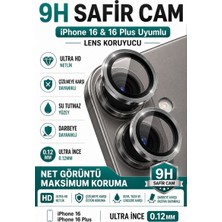 Sonreir iPhone 16 / 16 Plus Titanyum Gri Metal Kamera Lens Koruyucu Safir Cam Ultra Net HD