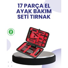 Renklime Taşınabilir Deri Kutulu 17 Parça Manikür Seti