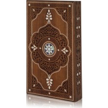 Helena Wood Art 52,5x30x8 cm Ahşap Tavla Sedef Kakma Nakışlı 4,5 kg 30 Parça ile Oyun Keyfi