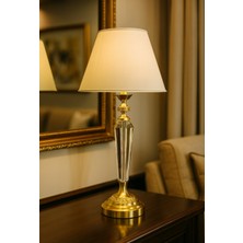 Lampada Amore Gold Kristal Metal Abajur Krem Konik