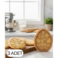 Ulu Pazarlama 3lü Monstera Yaprak Şekillendirici Kalıp Kurabiye Hamur Kesici Oyun ve Şeker Hamuru Seti