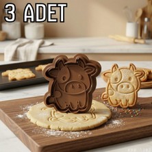 Ulu Pazarlama 3lü Sevimli Inek Figürlü Hamur Şekillendirici Kurabiye Kalıbı Oyun Hamuru Kalıbı 8 cm
