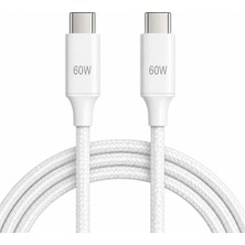 CHNA Usb-C To Usb-C 1 Metre Kablo 60W Güç Hızlı Şarj Data Aktarım Hasırlı Type-C Ekstra Dayanıklı