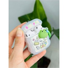 Dora Shopping Airpods 1. 2. ile Uyumlu Tasarımlı Kalın Silikon Kılıf - Şeffafkurbağa