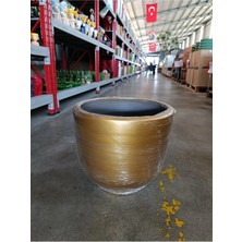 60 Litre Hafif Beton Gold Dekoratif Taş Saksı