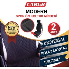3 Adet  Carub Oto Koltuk Modern Spor Minder 2"li Siyah