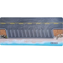 Sahil Yolu Temalı Xxl Mouse Pad - 90X40 cm Diaroma Tasarımlı, Kaymaz Taban, Kenar Dikişli Oyuncu ve Ofis Matı