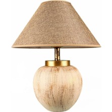 Dora Shopping Tampa El Yapımı Dekoratif Seramik Abajur | Bej Renk | E27 Duy Uyumlu | Şık