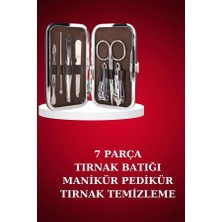 MiraLive Manikür Pedikür Seti 7 Parça Tırnak Makası Kaş Makası Cımbız Çantalı