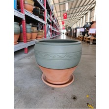 Tabaklı 50 Litre Dekoratif Taş Saksı