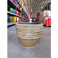 Tabaklı 60 Litre Iki Renkli Taş Saksı
