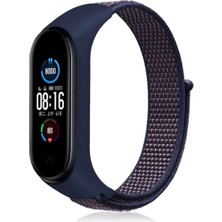 Yıldız Ticaret Mey Ithalat®   Mi Band 4 Hasırlı Cırtcırtlı Kordon - Lacivert-Mor
