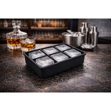 Biradlı Silikon Kare Buz Kalıbı 6\'lı 48X48X48 mm | Bar Buz Küpü Seti – Bar & Kokteyl