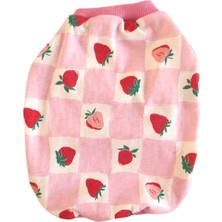 Atelyu Kedi Köpek Kıyafeti Çilek Desen Pamuk Tshirt