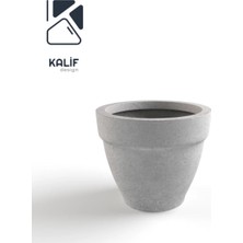 Hafif Beton Saksı (Terrazo) Terra (L) 44X40 Gri