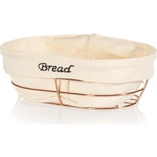 Biradlı Beyaz Bezli Oval Ekmek Sepeti 26X17 cm | Bakır Telli – Restoran & Kafe