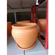 Tabaklı 25-30 Litre Bombeli Sade Toprak Saksı