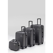 Wander Bag Wander 3000 4’lü Valiz Seti Kabin Orta Büyük Boy + Makyaj Çantası Bavul 360° Döner Teker Antrasit