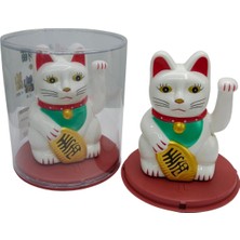 Dünyadan Hediyeler Maneki Neko El Sallayan Şans Kedisi Beyaz Solar Güneş Enerjili 11X10CM NO1B