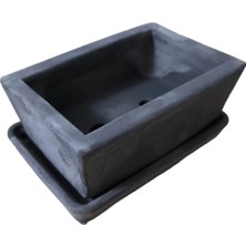 Beton Bonsai Saksısı Su Delikli ve Tabaklı 10-15 cm