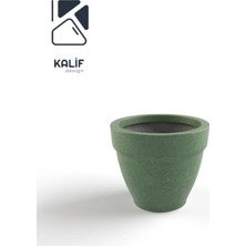 Hafif Beton Saksı (Terrazo) Terra (M) 38X32 Yeşil