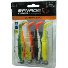 Savage Gear Cannibal Shad 10CM 9GR+10GR #3/0 Dark Water 4+4 Adet