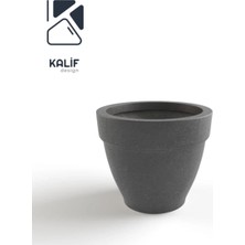 Hafif Beton Saksı (Terrazo) Terra (L) 44X40 Siyah