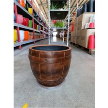 Tabaklı 60 Litre Kahverengi Taş Saksı