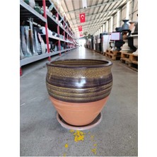 Tabaklı 50 Litre Dekoratif Taş Saksı