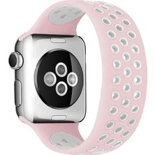 Yıldız Ticaret Mey Ithalat®   Watch 42MM Ayarlı Delikli Silikon Kordon - Pembe-Beyaz