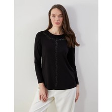 Lc Waikiki Yeni Sezon Bisiklet Yaka Taşlı Kadın Bluz