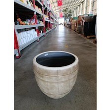 65 Litre Hafif Beton Çizgi Detaylı Taş Saksı