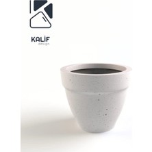 Hafif Beton Saksı (Terrazo) Terra (L) 44X40 Beyaz