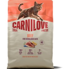 Carnilove  True Fresh Tahılsız Kısırlaştırılmış Yetişkin Kediler Için Sığır Etli Kuru Mama 2 kg