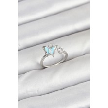 Yıldız Ticaret Mey Ithalat® Pirinç Gümüş Renk Kelebek Model Kadın Yüzük