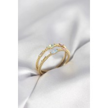 Yıldız Ticaret Mey Ithalat® Gold Renk Karışık Renk Zirkon Taşlı Kadın Yüzük