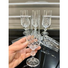 Vakıf Home Bohemia Kristal Ayaklı Kesme El Işi Kahve Yanı Su Bardağı 6 Adet 180 ml