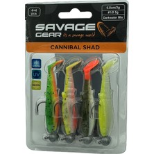 Savage Gear Cannibal Shad 6.8cm 3gr+5gr #1/0 Dark Water 4+4 Adet