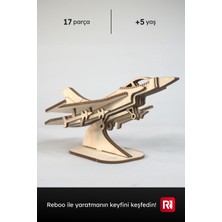 Özbience Ahşap Uçak 3D Puzzle Boyama Seti, 17 Parça, Boya ve Fırça Dahil